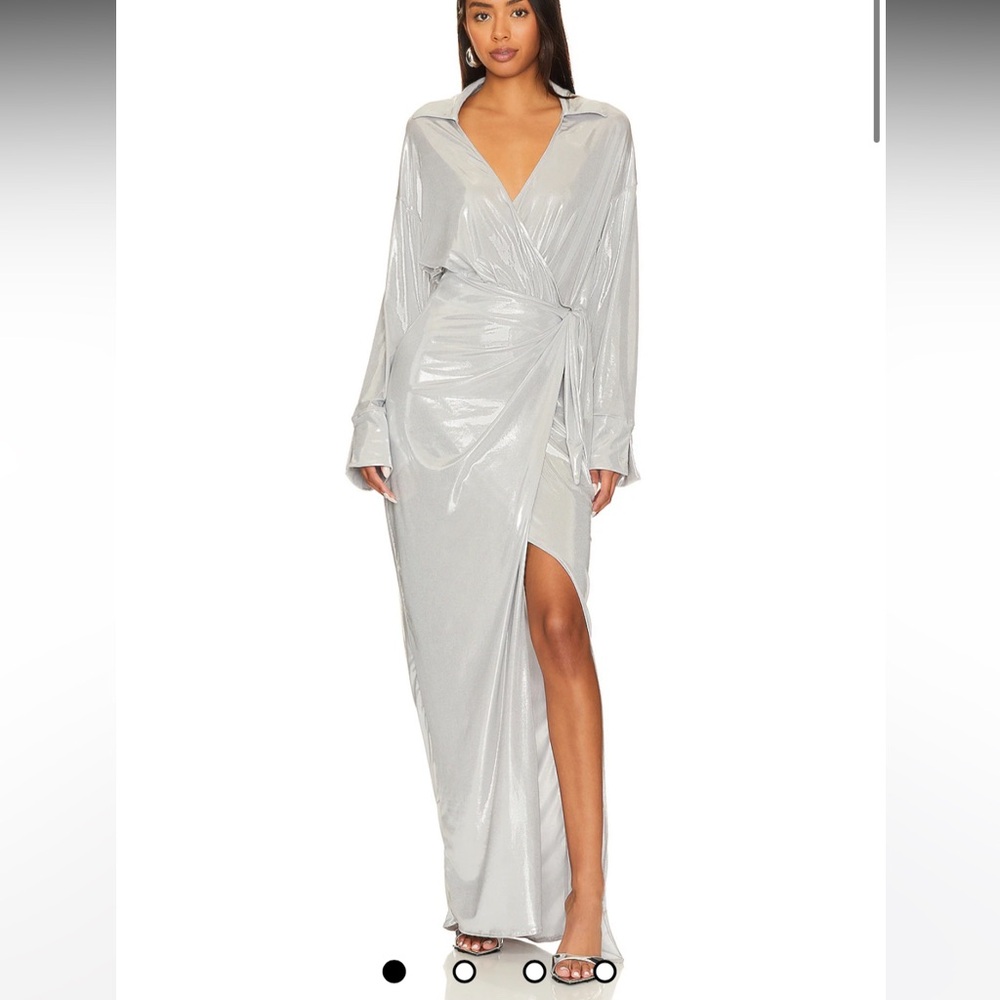 REVOLVE Clara Maxi Dress in Silver Liquid